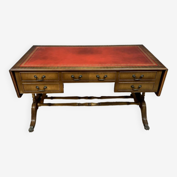 Bureau de style Anglais en acajou flammé circa 1940-1950