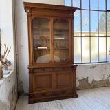 Old XL Napoleonic oak glass bookcase, 19th century