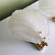 Pair of shell appliques in squeezed pressed glass and golden steel 1970