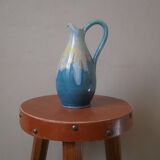 Vase with handle in enameled ceramic artisanal production country decoration slow handmade pottery