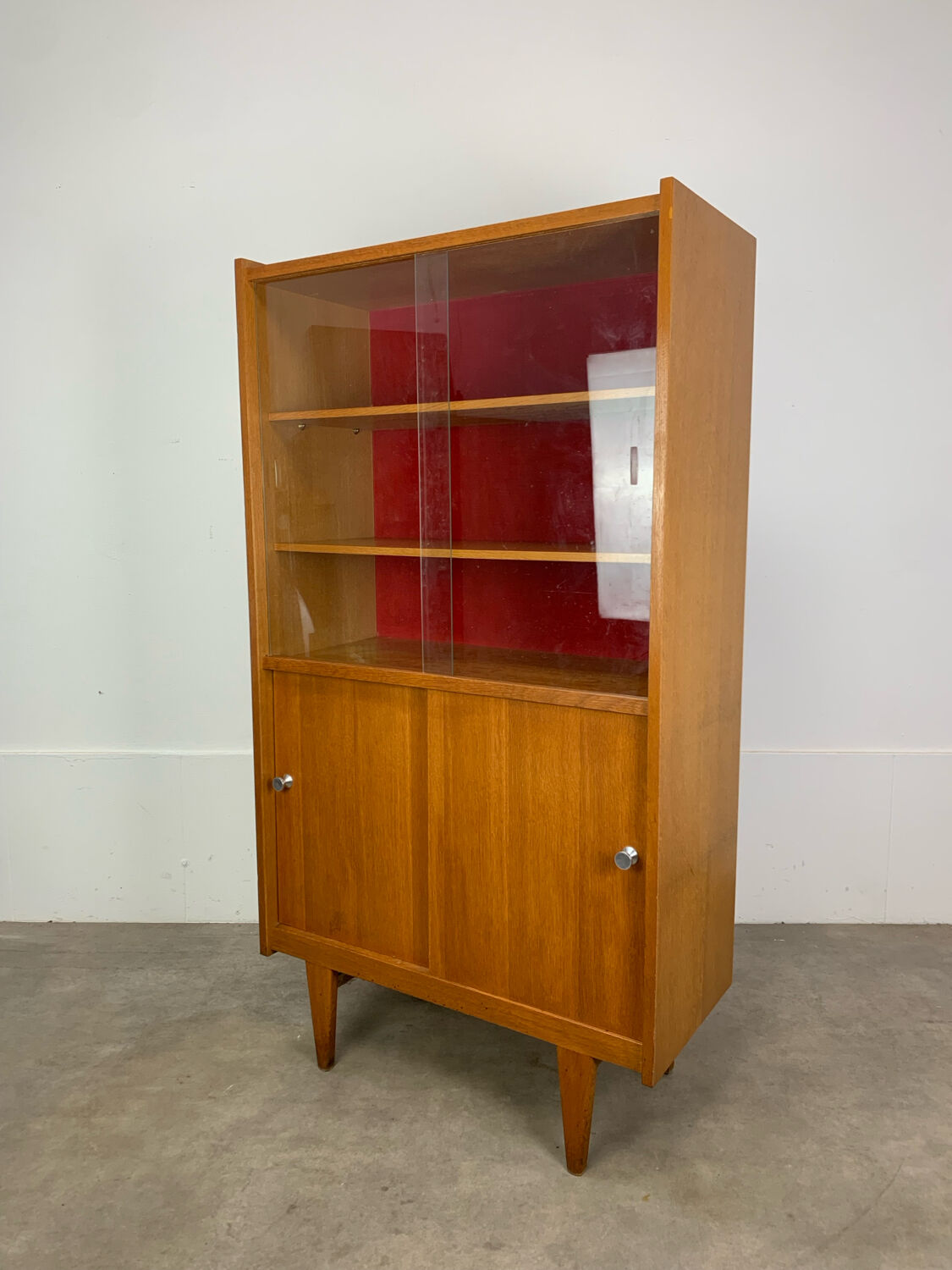 1950s vintage oak bookshelf.