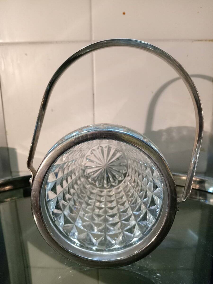 Vintage glass ice bucket, 1960s
