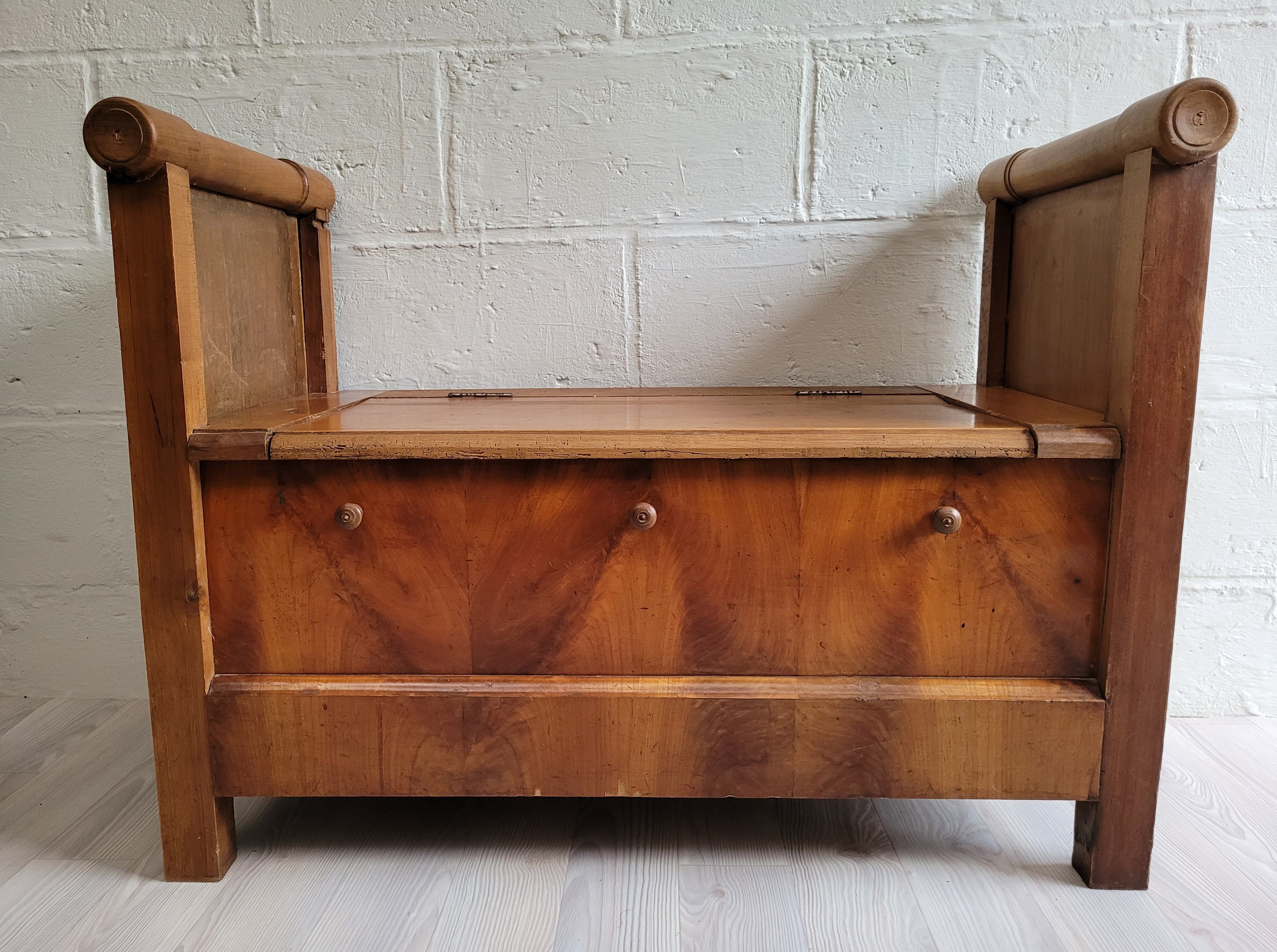 Antique wooden chest bench