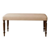 Mid-Century Neoclassical Louis XVI Style Bench with Cream Upholstery and Fluted