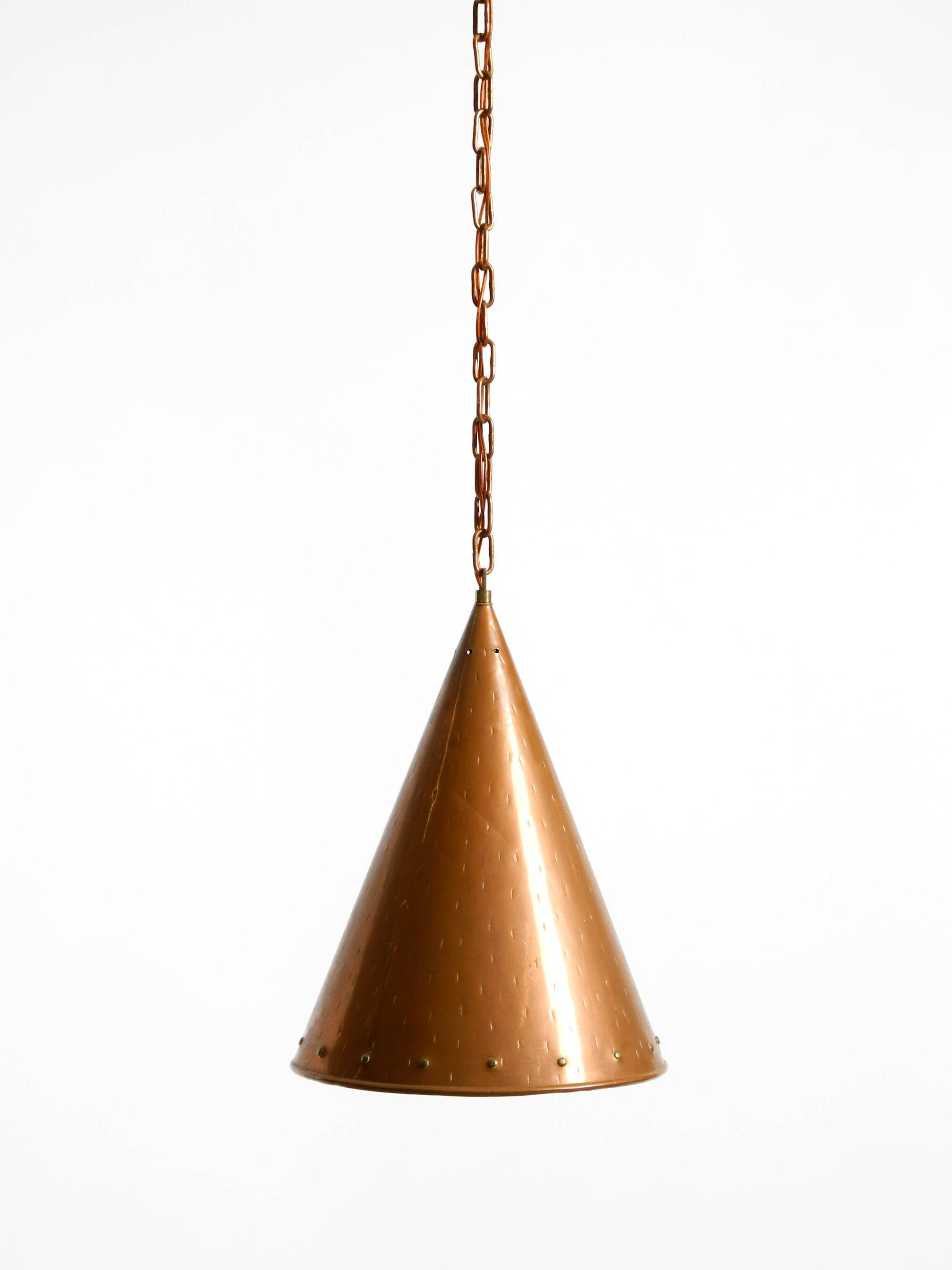 1960s cone pendant lamp in copper by th. valentiner copenhagen denmark