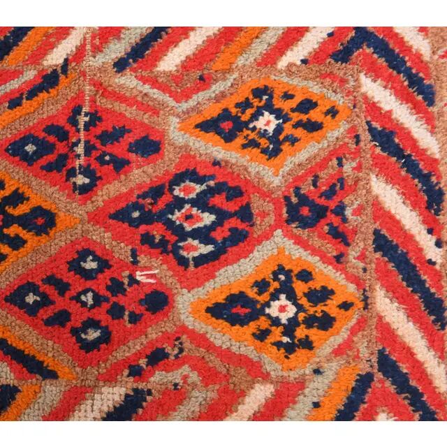 Vintage Turkish Oushak Handmade Wool Cotton Red Runner 91x368