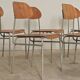 Set of 8 metal and wood school chairs  
Former Czechoslovakia 1960