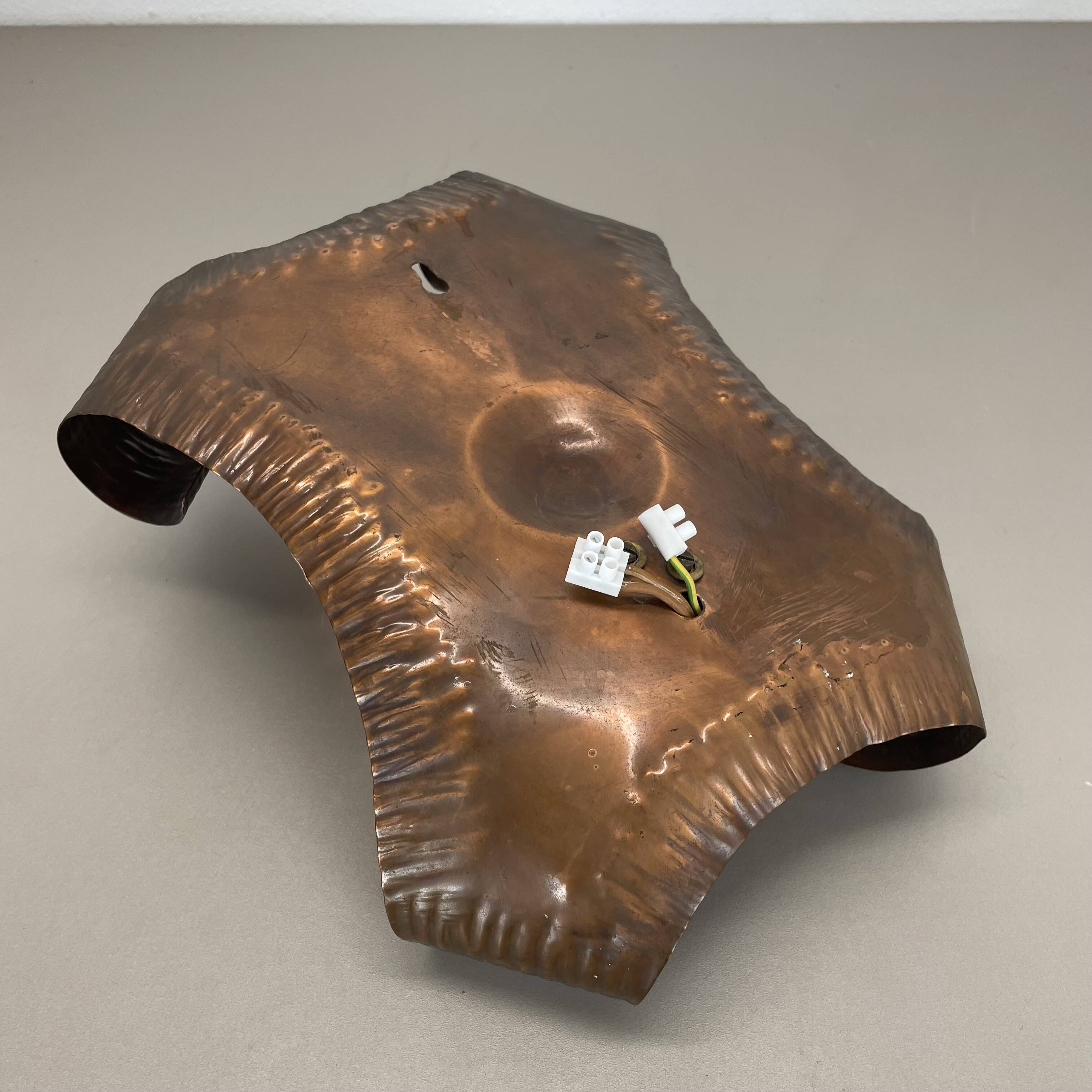 rare handmade solid copper Stilnovo Style Theatre Wall Light, Italy 1950s