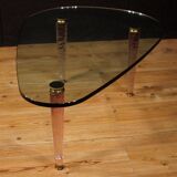 Italian design coffee table in crystal and brass