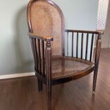 Fauteuil art déco en bois et rotin, années 1920