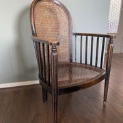Fauteuil art déco en bois et rotin, années 1920
