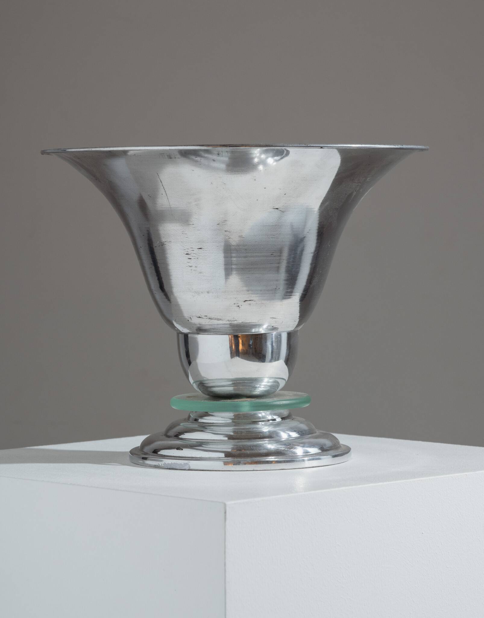 Lampe Art déco en aluminium et verre, 1960