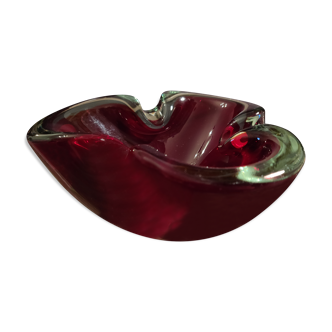 Cendrier en verre murano de couleur rouge