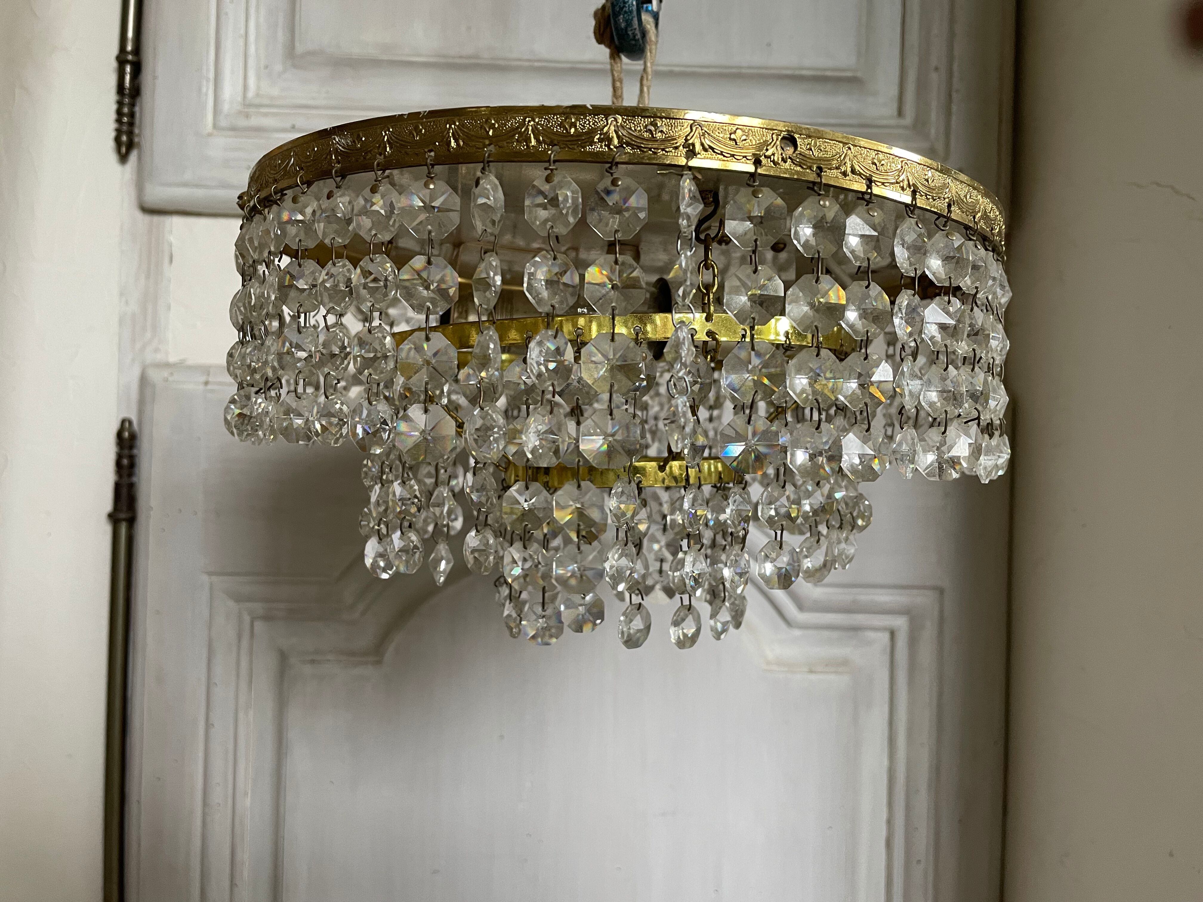 Ceiling lamp crown brass with vintage tassels