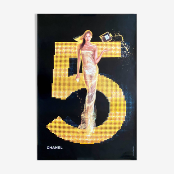Original poster Chanel #5 by Jean-Paul Goude. Gold version. 2001