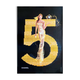 Original poster Chanel #5 by Jean-Paul Goude. Gold version. 2001