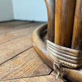 Rattan bench with round shelf