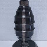 Art Deco metal lamp base with black and silver patina