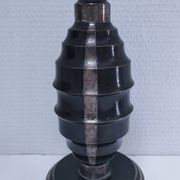 Art Deco metal lamp base with black and silver patina