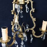 Bronze and crystal 3 light cage chandelier