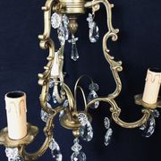 Bronze and crystal 3 light cage chandelier