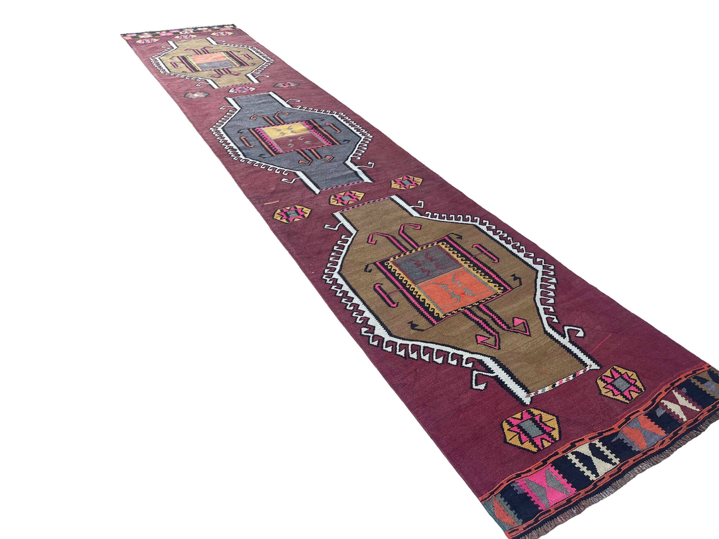 Handmade Large Colorful Hallway Rug
