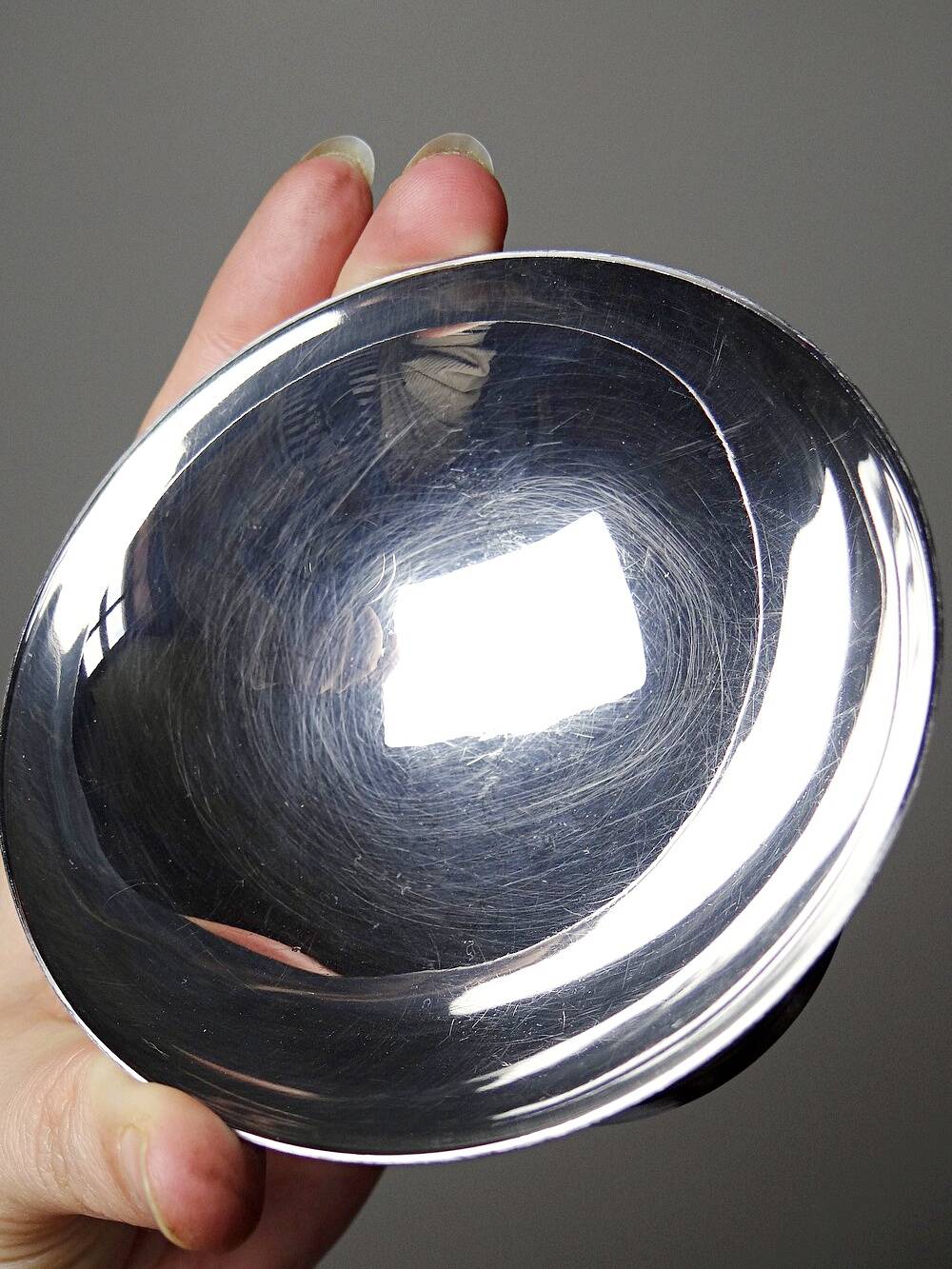 6 vintage bistro-style stainless steel dessert bowls on feet