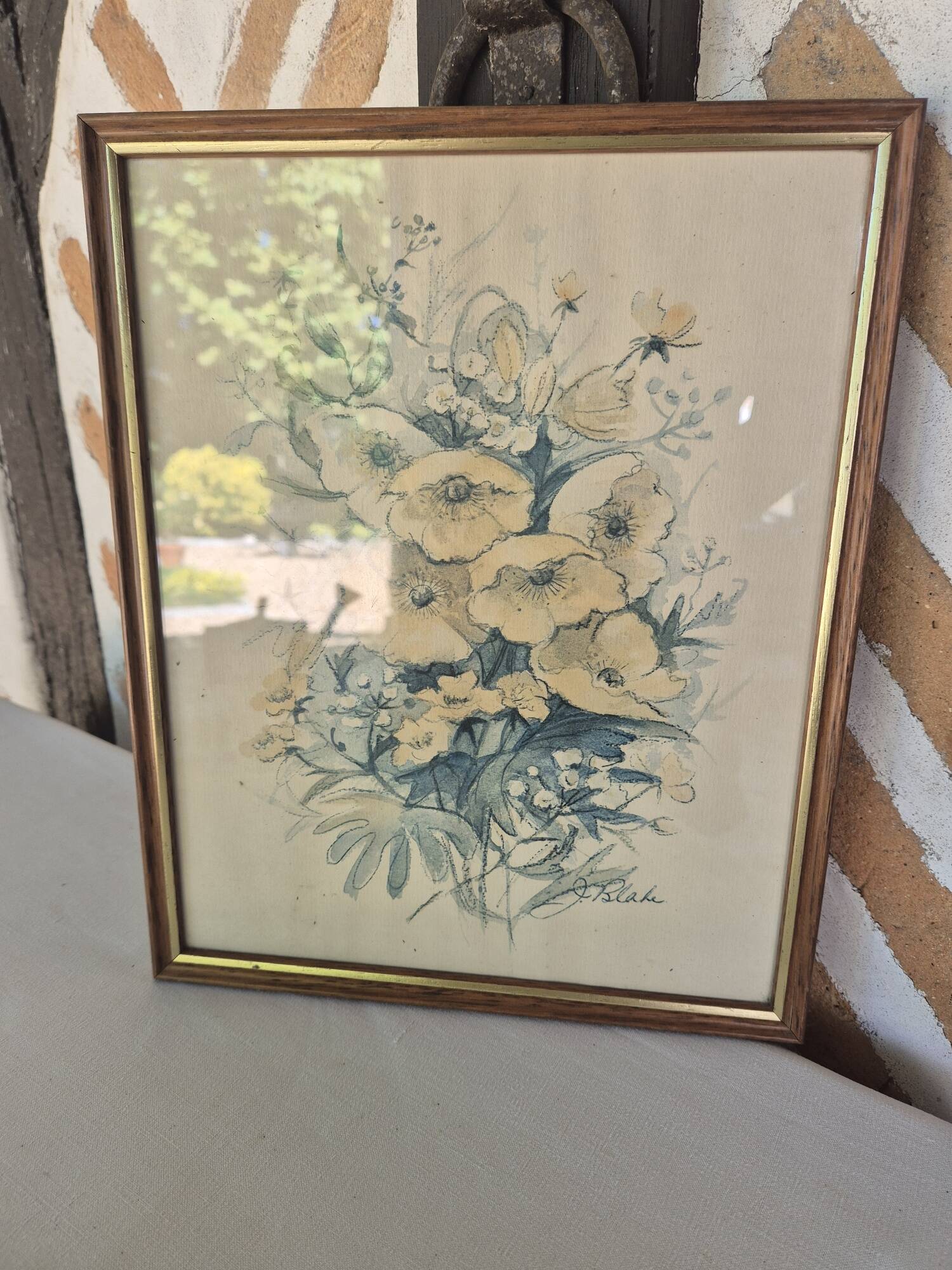 Faded flower frame painting