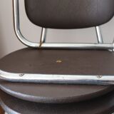 2 chairs 70s in chocolate skaï and chrome metal