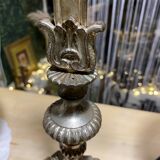 Croix d’autel crucifix laiton doré pied argenté