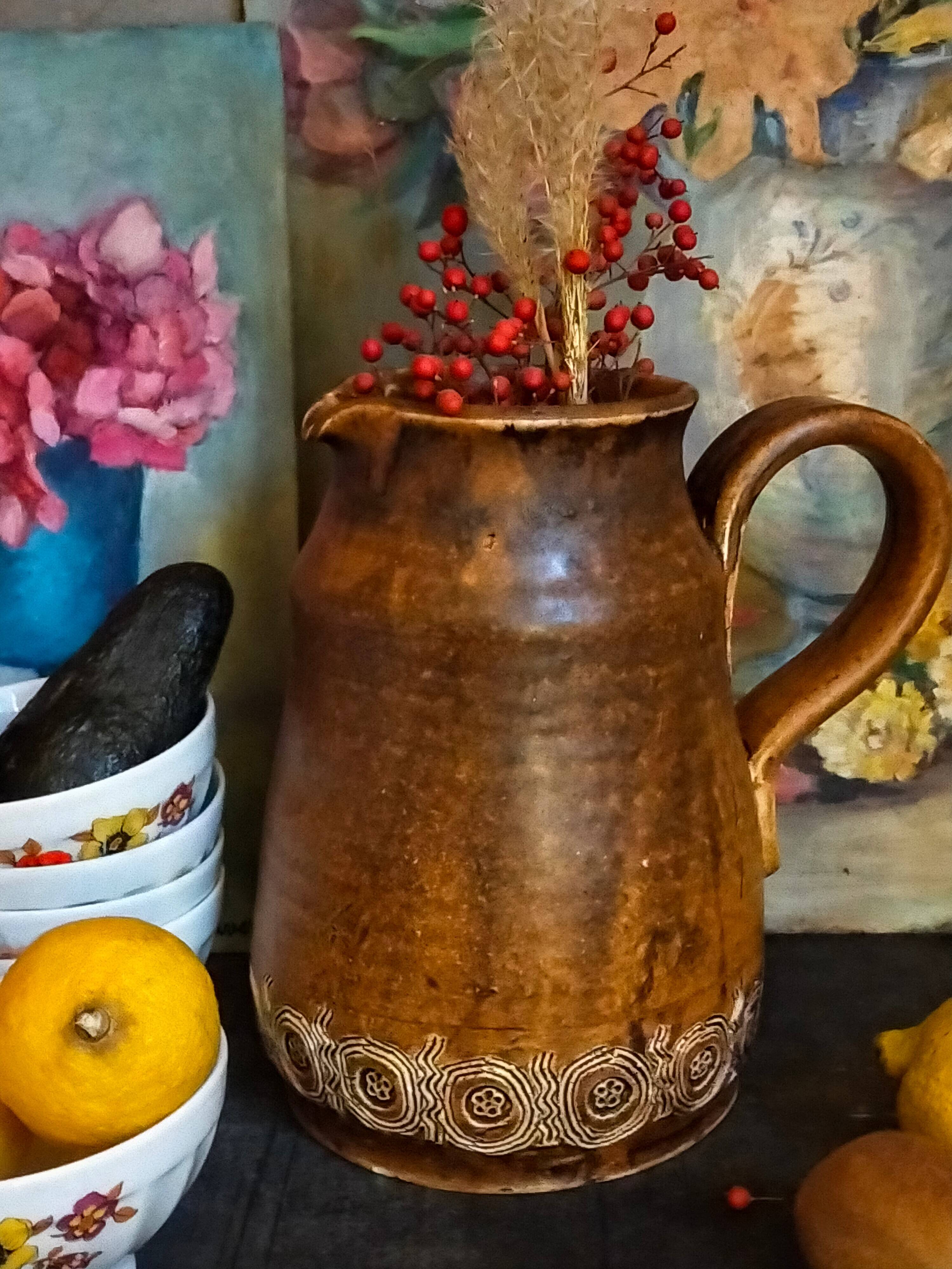 Ceramic potter's pitcher by F.CHEDEVILLE 20th century