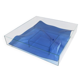 Table basse carrée en verre Murano bleu par L.A. Studio, fabriquée en Italie.