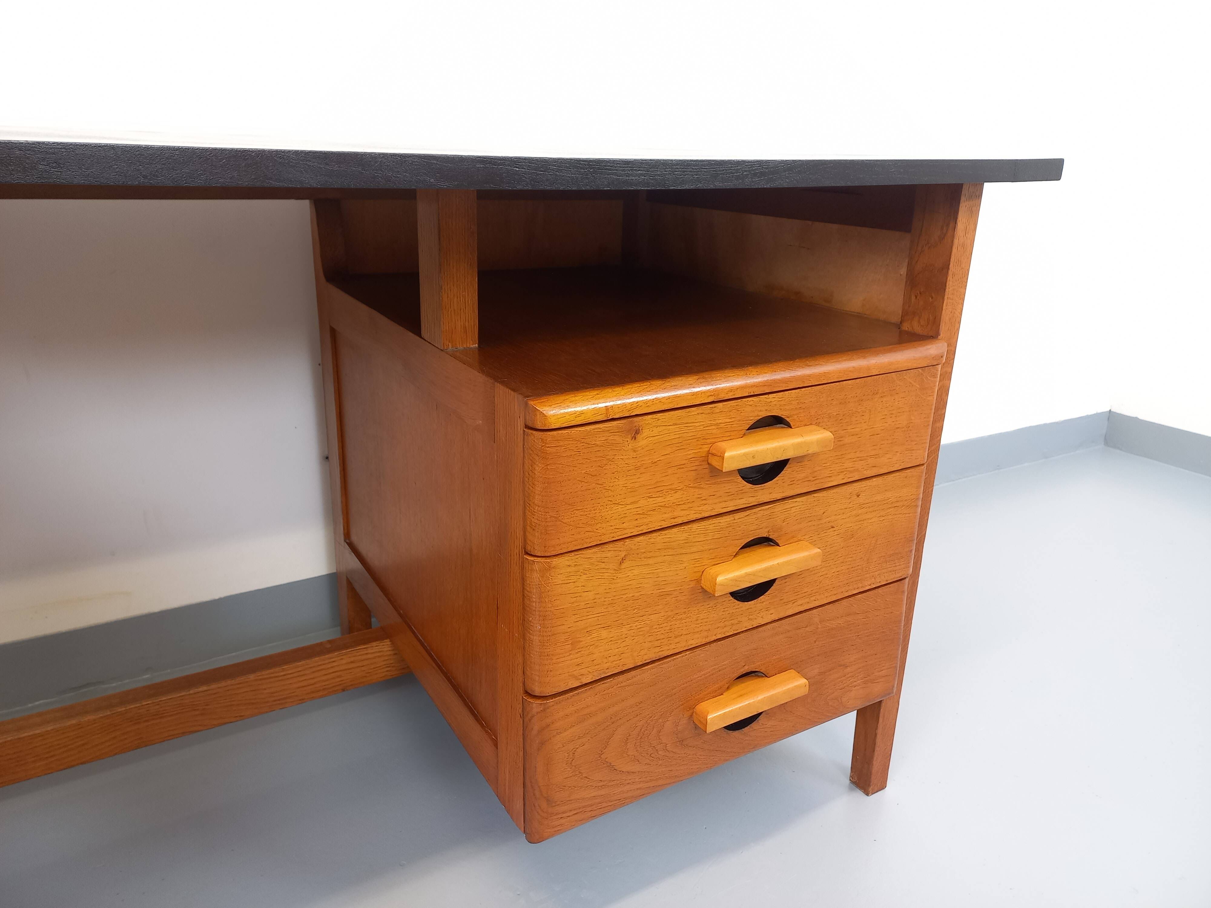 Vintage oak desk from the 1960s.