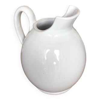 Old Nicola FASANO White Enameled Terracotta Pitcher Italy Vintage #A763