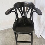Chaise de bar vintage en bois courbé noir, style Thonet, milieu du XXe siècle (années 1970)