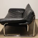 Vintage sofa by Johan Bertil Häggström for Ikéa in leather and chrome metal, 1970s