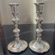 Pair of vintage candle holders torches in silver metal