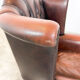 Vintage rustic dark brown leather chesterfield wingback armchair wassenaar