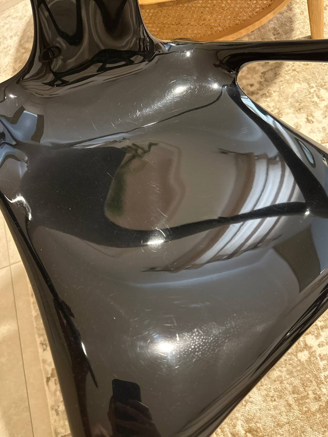 4 AVA chairs, glossy charcoal, Roche Bobois