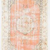 4x7 Peach & Beige Oriental Turkish Vintage Rug, 134x220Cm
