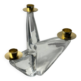 Modernist chandelier in solid crystal and brass – Signed Schneider 1960