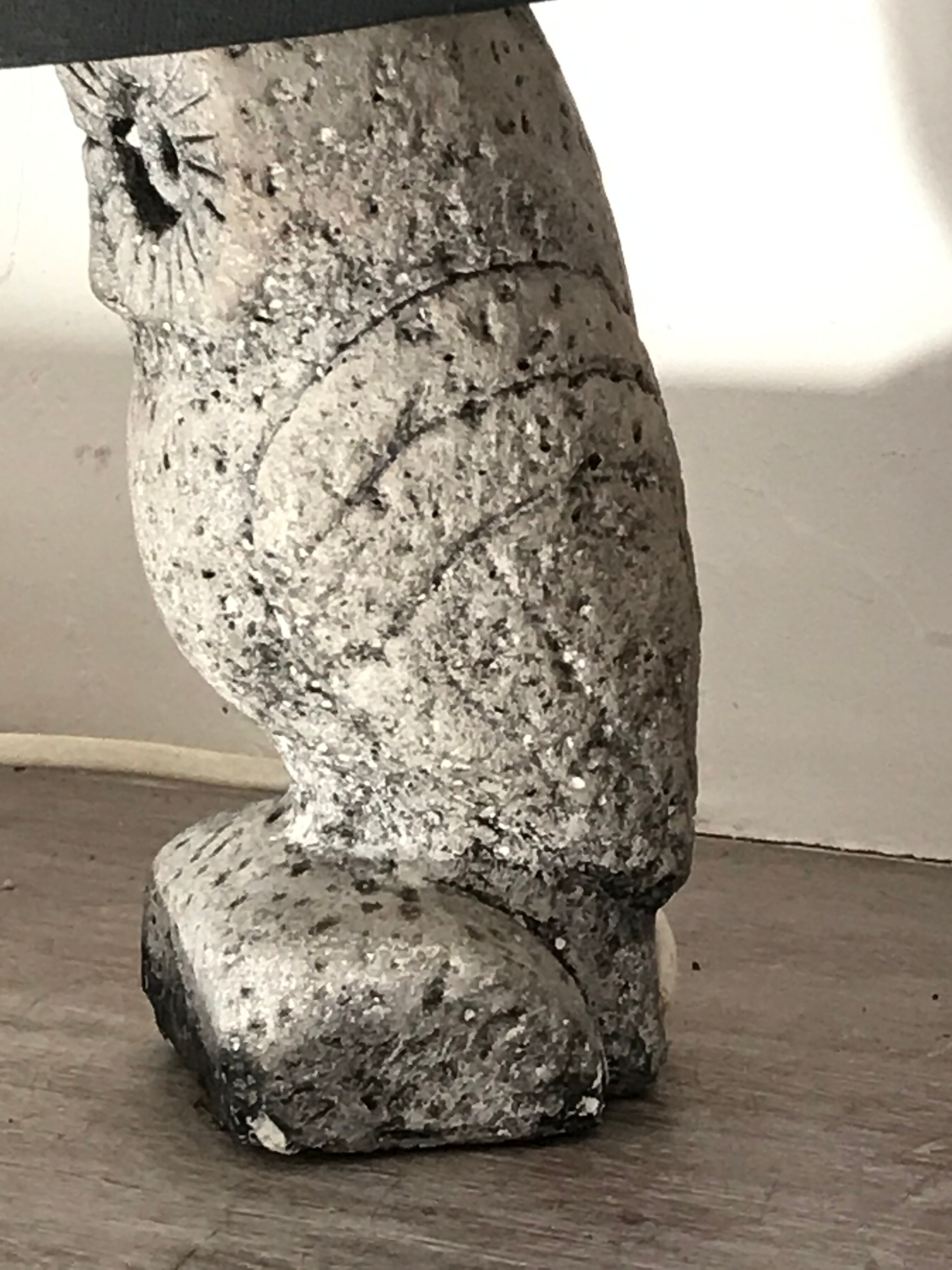 Vintage stone owl lamp