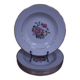 6 floral half porcelain deep plates KIFO Amandinoise
