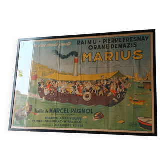 Large vintage Marius poster with frame