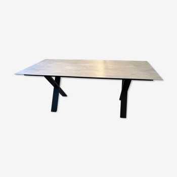 Pearl grey ceramic table with extension