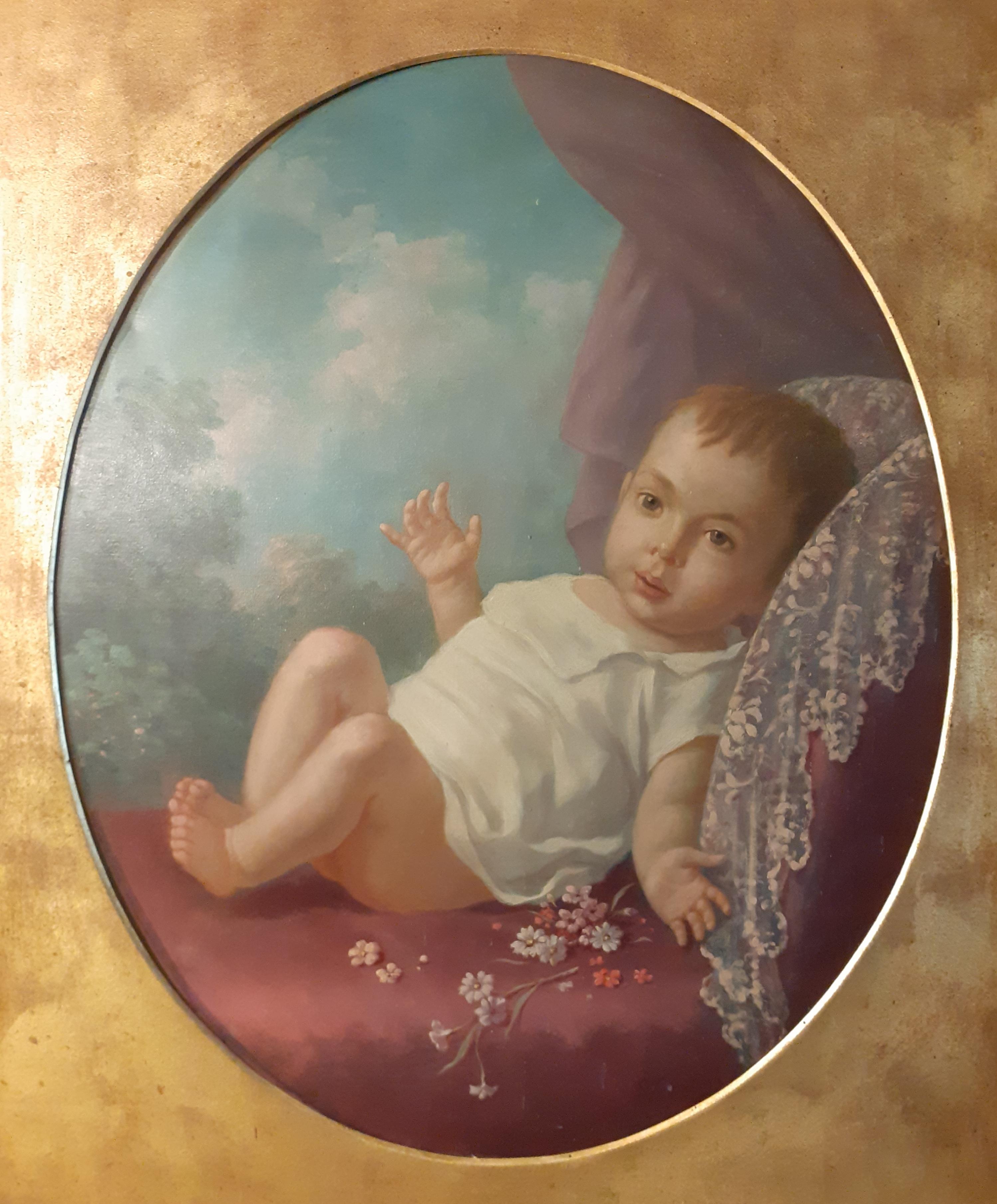 Old oil painting on canvas