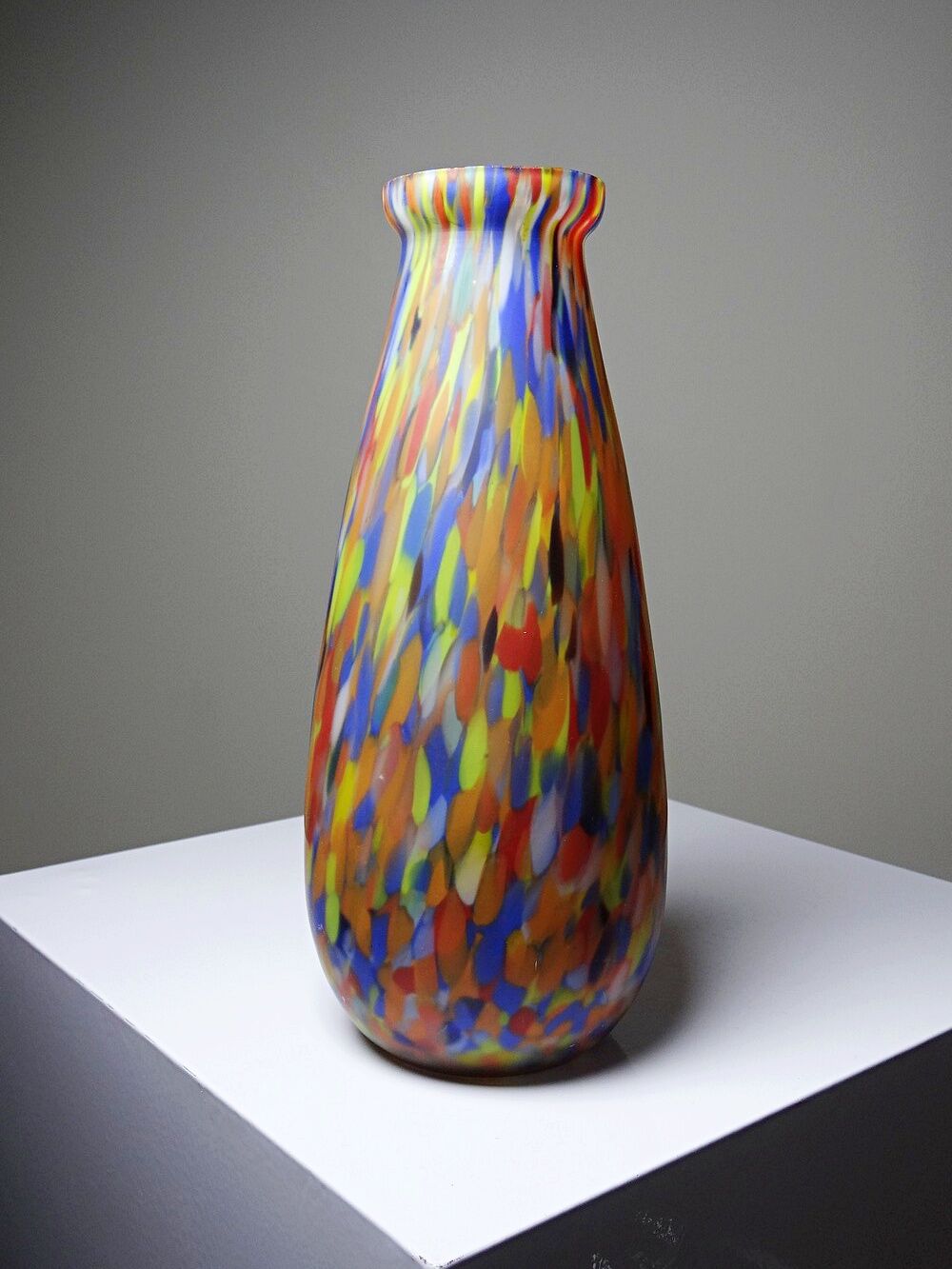 Vase ancien en verre jaspé polychrome type Clichy-Legras, Art déco