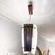 Scandinavian pendant light in ribbed glass and teak, 1960