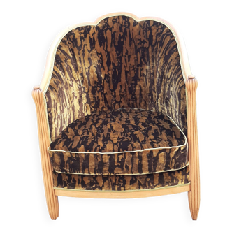 Art Deco armchair, brown velvet fabric