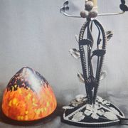 Magnificent lamp from 1920, 40 forged iron, 36x15, glass dome.